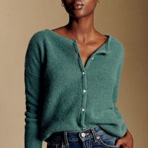 Sezane Teal Cardigan Sweater